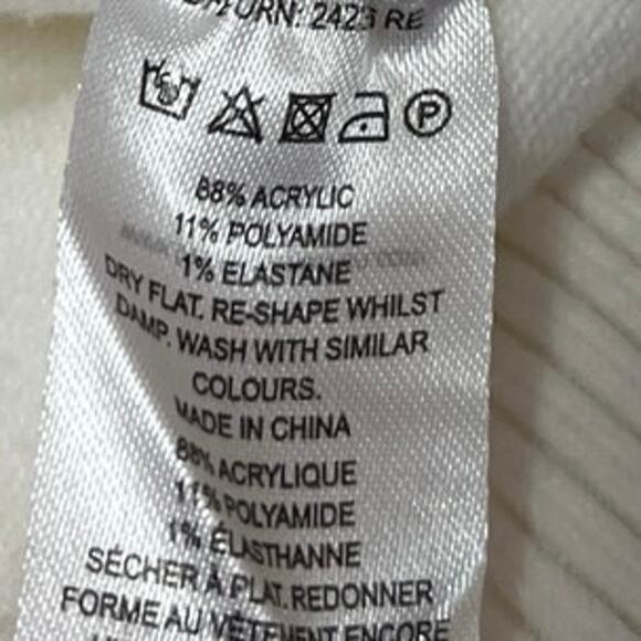 French Connection Women's White Knit Crewneck Long Sleeve Pullover Sweater Top S - Picture 4 of 4